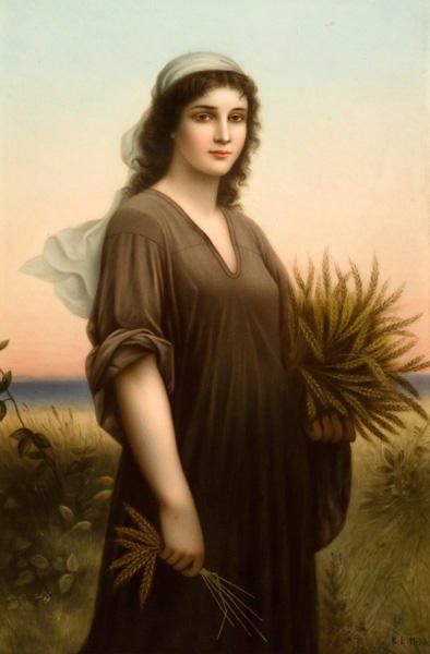 KPM - DITTRICH, R., d'après LANDELL, Charles Z. (1821-1908) «Ruth» Peinture sur porcelaine...