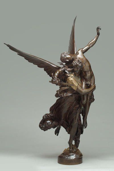 MERCIÉ, Antonin (1845-1916) «Gloria Victis» Bronze à patine brune et dorée Signé...