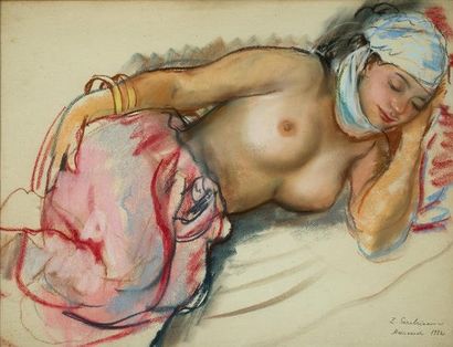 SEREBRIAKOVA, Zinaïda Evguenievna (1884-1967) «Étude de femme. Hadija (nu)» Pastel... Gazette Drouot