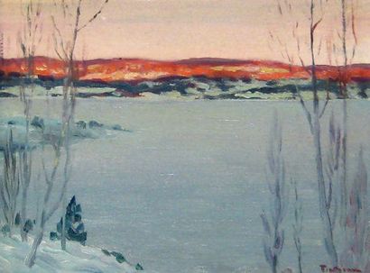 TOPHAM, William Thurston (1888-1966) «Evening shadow, Lake Macdonald» Huile sur carton...