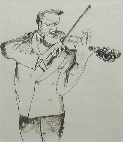 BRANDTNER, Fritz CGP CSPNC CSGA (1896-1969) Le violoniste Encre sur papier Signée...