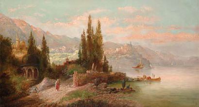 UNTERBERGER, Franz Richard (1838-1902) Scène orientaliste Huile sur toile Signée...