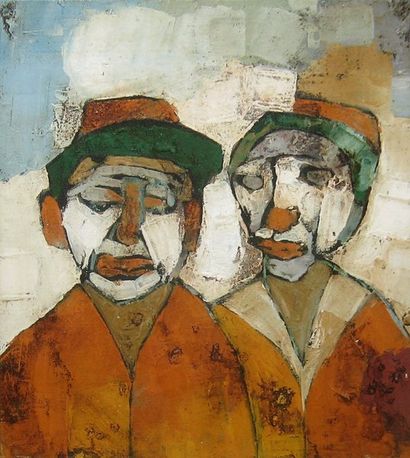 MAYODON, Jean-Claude (1938-1981) Deux personnages Huile sur toile Signée en bas à...