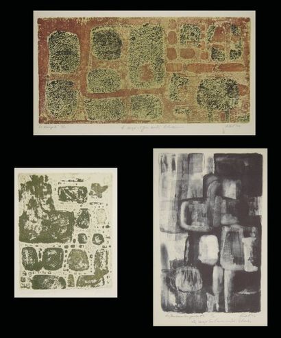 PICHET, Roland (1936-) Ensemble de trois gravures représentant des abstractions Elles...