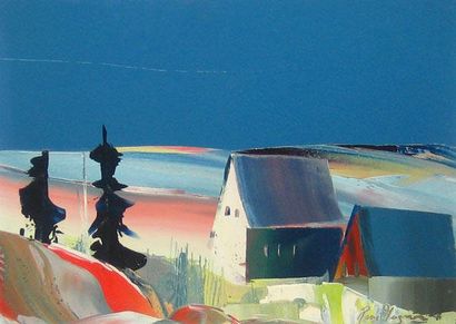 GAGNON, René (1927-) Maisons de campagne Huile sur isorel Signée en bas à droite:...