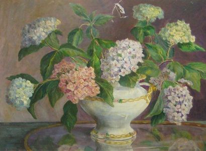 HINGSTON, Lillian (1881-1967) Nature morte aux fleurs Huile sur toile Signée en bas...