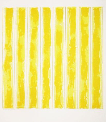 LACROIX, Richard (1939-) «Rayures jaunes» Carborundum Signé et daté en bas à droite:...