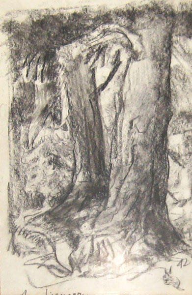 LISMER, Arthur RCA OSA (1885-1969) Deux grands arbres Fusain sur papier Signé en...