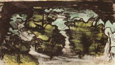 BRANDTNER, Fritz (1896-1969) «Landscape Manitoba 1928» Encre et aquarelle Signée...