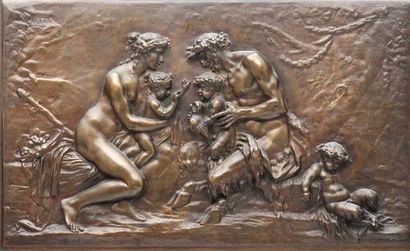 CLODION, Claude Michel (1738-1814) Trois petits amours Bronze à patine brune Signé...