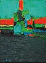 CONTANT, Gabriel (1931-) «Quatre verts» Huile sur toile Signée en bas à gauche: Contant...