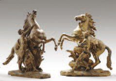 COUSTOU, Guillaume (1677-1746) Les cheveaux de Marly Ensemble de deux bronzes Circa...