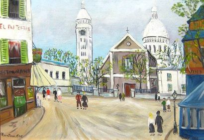 FABLO, Serge (Ventadour, Serge, dit) (1937-) «Montmartre» Huile sur isorel Signée...