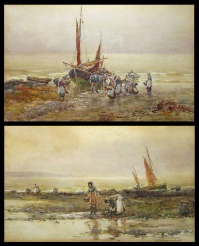 MILLIKEN, James W. (1887-1930) Ensemle de deux aquarelles sur papier représentant...
