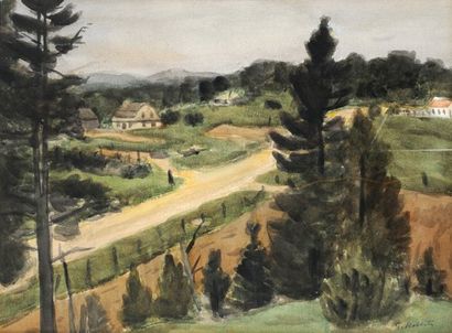 ROBERTS, William Goodridge RCA (1904- 1974) Paysage rural Aquarelle Signée en bas...