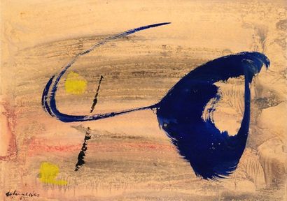 SCHNEIDER, Gérard (1896-1986) Mouvement bleu Huile sur papier marouflé sur toile...