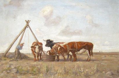 ADAM, Joseph Denovan (1842-1896) Scène pastorale Huile sur toile Signée en bas à...