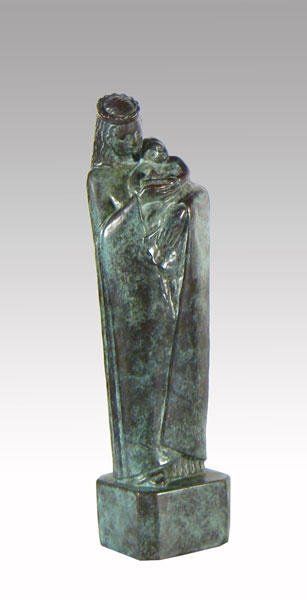 DAOUST, Sylvia Marie Émilienne (1902-2004) Vierge et l'Enfant Bronze à patine verte...