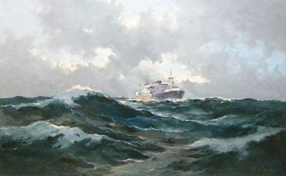 DE JONGERE, Marinus Johannes (1912-1978) Marine Huile sur toile Signée en bas à droite:...