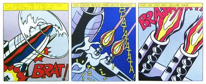 LICHTENSTEIN, Roy (1923-1997) «As I opened fire» Circa 1964 Triptyque de lithographies...