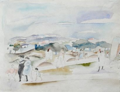 PASCIN, Jules (1885-1930) «Salambo, Tunisie» Aquarelle sur papier En bas à droite:...