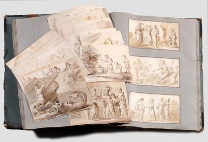 R.H. Princess Elizabeth (1770-1840) Important recueil de 114 dessins au lavis et...