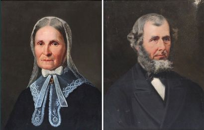 RAPHAEL, William (1833-1914) Ensemble de deux huiles sur toile représentant des portraits...