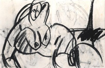 SIMONIN, Francine (1936-) Femme étendue Pastel sur papier Signé et daté en bas à...