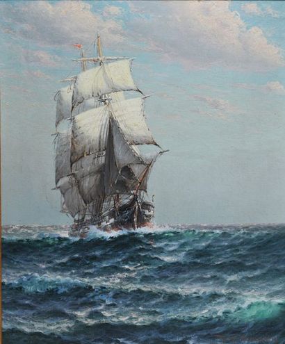 VALENKAMPH, Theodore Victor (1868-1924) Marine Huile sur toile Signée en bas à droite:...