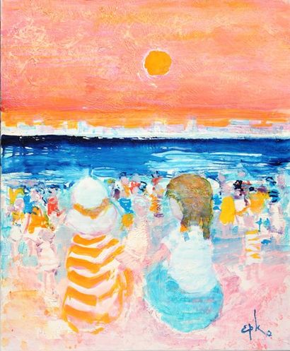 EPKO, Epko Williring dit (1928-) «Soleil orange» Huile sur toile Signée en bas à...