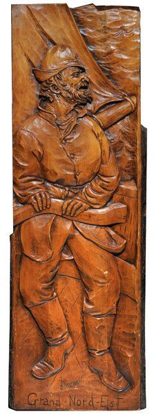 BOURGAULT, Jean-Julien (1910-1996) «Grand Nord Est» Bas-relief en bois Signé et titré...