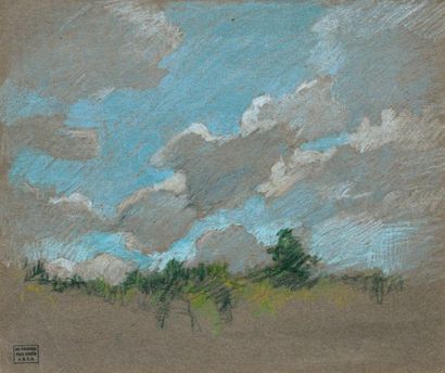 CARON, Paul Archibald (1874-1941) «Study of clouds» Crayon de couleur sur papier...