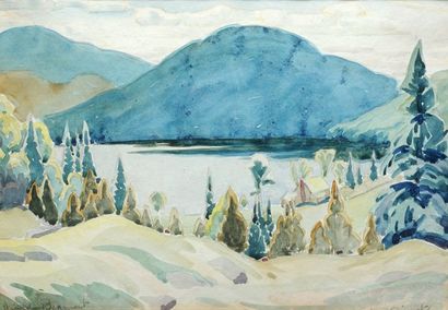 BEAMENT, Thomas Harold (1898-1984) «Lac Ouimet» Aquarelle Signée en bas à gauche:...