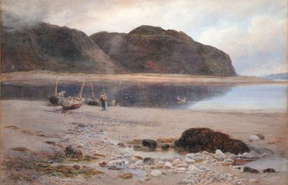 AYLING, Albert William (1853-1905) «Doubtful weather» Aquarelle Signée en bas à gauche:...