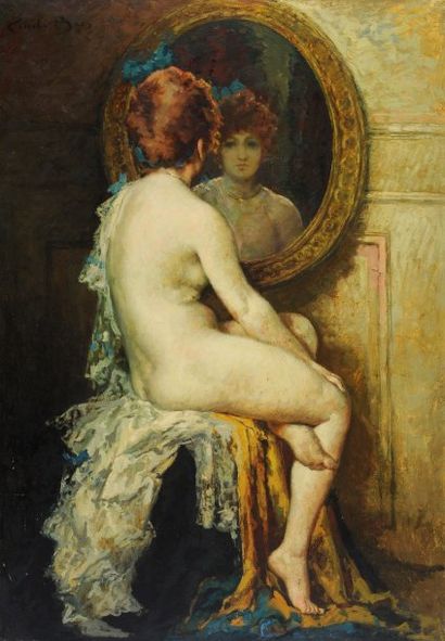 BAES, Emile (1879-1954) Le miroir Huile sur toile Signée en haut à gauche: Emile...