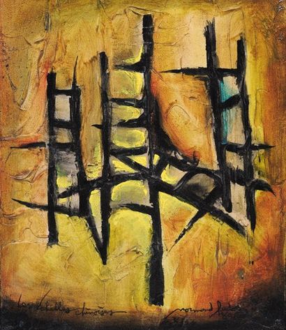 HUDON, Normand (1929-1997) «Les échelles chinoises» Huile sur toile Signée et datée...