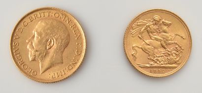 OR - SOUVERAIN - 1912 Un souverain en or du Royaume-Uni de 1912. L'avers à l'effigie...