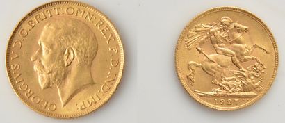 OR - SOUVERAIN - 1927 Un souverain en or du Royaume-Uni de 1927. L'avers à l'effigie...