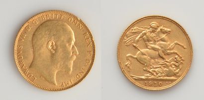 OR - SOUVERAIN - 1910 Un souverain en or de 1910 du Royaume-Uni. L'avers à l'effigie...