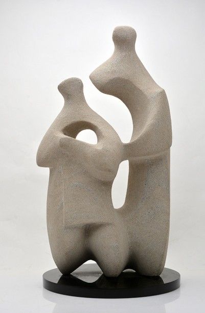 null SCHLEEH, Hans Martin (1928-2001) "Nouveaux mariés" Pierre sculptée Titrée sous...