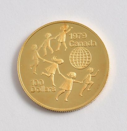 null 100$ CANADIEN - OR 22K - 1979 *Pièce Canadienne de 100$ en or 22K (composée...