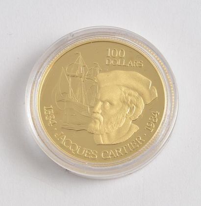 null 100$ CANADIEN - OR 22K - 1984 *Pièce Canadienne de 100$ en or 22K (composée...