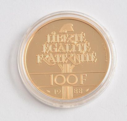 null 100 FRANCS - OR 920/1000 - 1988 *Pièce de 100 Francs en or 920/1000 de 1988...