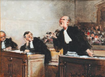 HERVÉ, Jules René (1887-1981) "L'avocat furieux" Huile sur toile Signée en bas à...