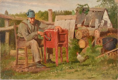 RAPHAEL, William (1833-1914) RAPHAEL, William (1833-1914) "Habitant grinding grain"...