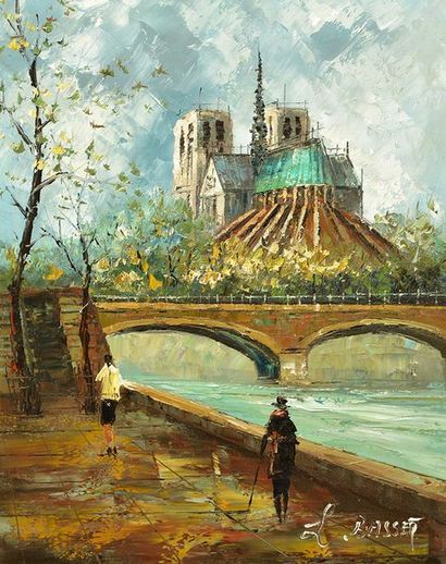 BASSET, Louis (1948) BASSET, Louis (1948) Notre Dame de Paris Huile sur toile Signée...