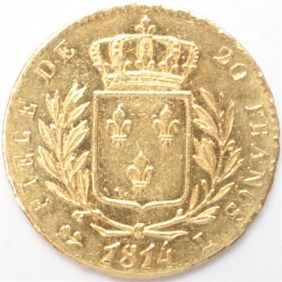 null Louis XVIII (1814-1824). Autre ex. 1814 L Bayonne. Grand 4. 6,45 g. F 517 G...