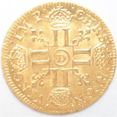 null Louis XIV (1643-1715). Ecu d'or à la mèche longue. 
1653 D Lyon. 6,77g. Dr 302...