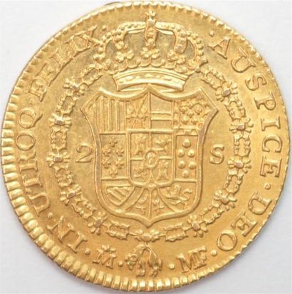 null Espagne. Charles III (1759-1788). 2 Escudos or 1789 Madrid MF. 6,73 g. une petite...