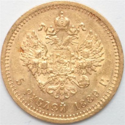 null Russie. Alexandre III (1881-1894). 5 Roubles or 1889. 6,46 g. TTB